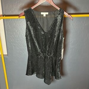 Chelsea28 Black Mesh‎ V-Neck Top